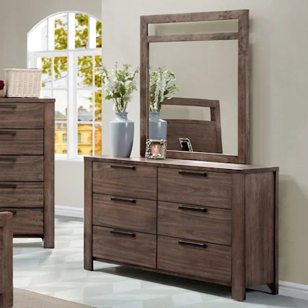 Contemporary Dresser and Mirror Set